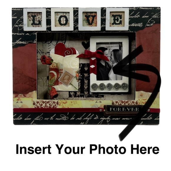 Vintage 3D Shadow Box Picture Frame Love Forever Roses Keepsakes Theme - Picture 9 of 9